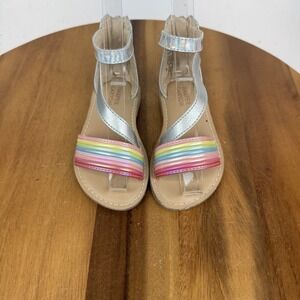 New Little Kids Girls Harper Canyon Matilda Stappy Rainbow Silver Sandals Size 7
